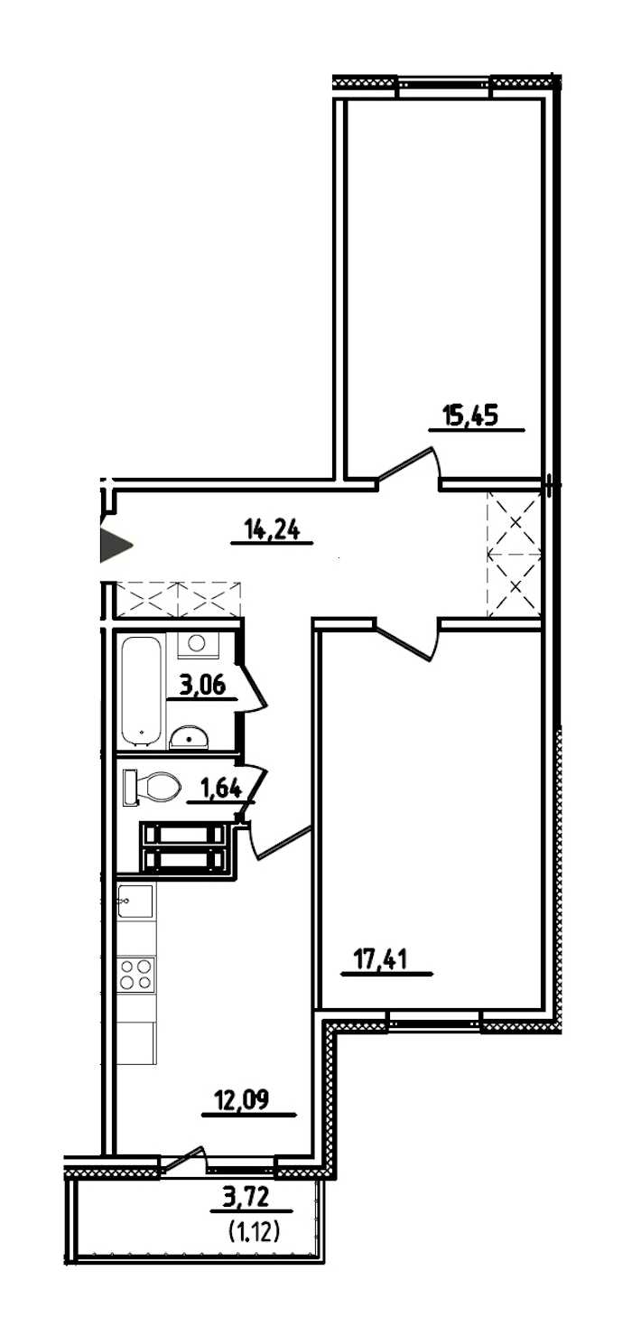 Двухкомнатная квартира в : площадь 65.01 м2 , этаж: 1 – купить в Санкт-Петербурге